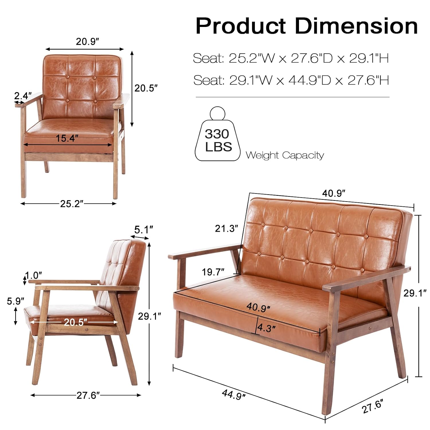 Set Divano a Due Posti in Pell - Home Office Furniture Sets recensione e prezzo